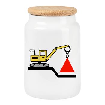 Excavatrice - Boîte à biscuits avec couvercle en bois - blanc - Devant