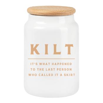 Kilt Scotland Scotland Tartan Skirt - Cookie Jar with Wooden Lid - white - Front