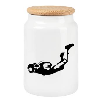 Parachutiste - Boîte à biscuits avec couvercle en bois - blanc - Devant