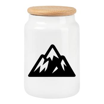 Berge Symbol - Keksdose mit Holzdeckel - Weiß - Vorne