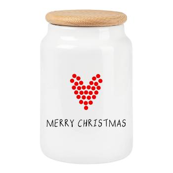 JOYEUX NOËL. NOËL. JOYEUX NOËL. MERRY CHRISTMAS - Boîte à biscuits avec couvercle en bois - blanc - Devant