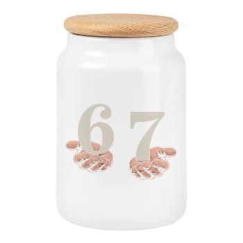6-7 Gen Alpha Meme | Slang Humor Trend - Cookie Jar with Wooden Lid - white - Front