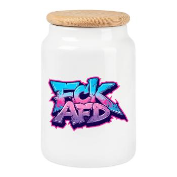 Graffiti Antifa Statement - Cookie Jar with Wooden Lid - white - Front