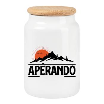 Aube rouge sur les montagnes Randonnée Rando  - Boîte à biscuits avec couvercle en bois - blanc - Devant