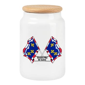 Texte du Centre-Val de Loire - Boîte à biscuits avec couvercle en bois - blanc - Devant