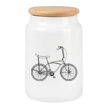 Bonanza Kult Fahrrad – Urban Retro Design - Keksdose mit Holzdeckel - Weiß - Vorne
