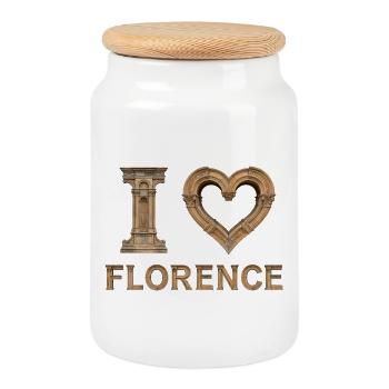 FLORENCE – Renaissance Stone Lettering - Keksdose mit Holzdeckel - Weiß - Vorne