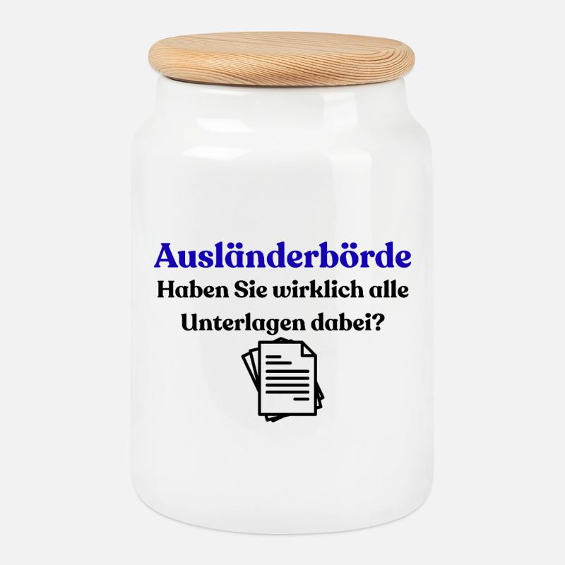 Foreigners' Registration Office - Cookie Jar with Wooden Lid - white