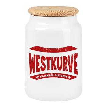 Sweat à capuche Westkurve du stade de Kaiserslautern, maillot - Boîte à biscuits avec couvercle en bois - blanc - Devant