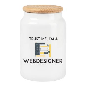 Trust Me I'm a Webdesigner - Cookie Jar with Wooden Lid - white - Front
