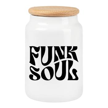 Funk Soul Retro-Musik-Logo-Design - Keksdose mit Holzdeckel - Weiß - Vorne