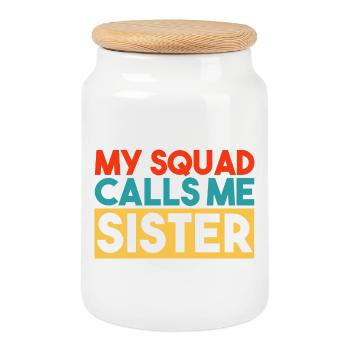 Sister Squad Matching Family Sibling Design - Cookie Jar with Wooden Lid - white - Front