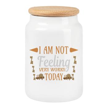 Not feeling workly sloth - Keksdose mit Holzdeckel - Weiß - Vorne