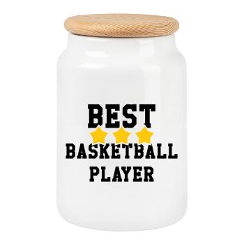 Bester Basketballspieler der Welt – Sportmeister - Keksdose mit Holzdeckel - Weiß - Vorne