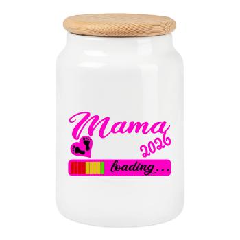 Mama 2026 - Keksdose mit Holzdeckel - Weiß - Vorne