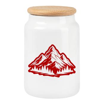 Mountains Nature Symbol - Cookie Jar with Wooden Lid - white - Front