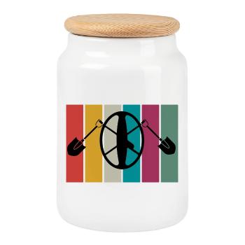 Metal Detector - Treasure Hunt - Probes T-Shirt - Cookie Jar with Wooden Lid - white - Front