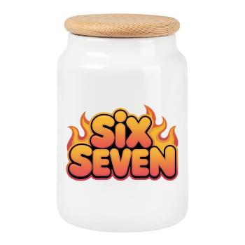 Six Seven 67 – lustige Gen Alpha Memes - Keksdose mit Holzdeckel - Weiß - Vorne