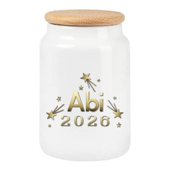 Abi 2026 goldenes Abi Design Abitur Matura 2026 - Keksdose mit Holzdeckel - Weiß - Vorne