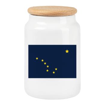 Alaska state flag - Cookie Jar with Wooden Lid - white - Front