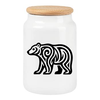 Just a Black Bear #1 / JustN-imal - Cookie Jar with Wooden Lid - white - Front