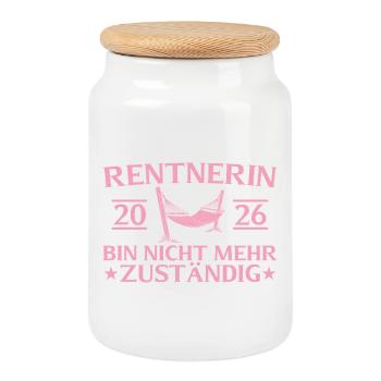 Rentnerin 2026 Ruhestand Abschied Kollegin - Keksdose mit Holzdeckel - Weiß - Vorne