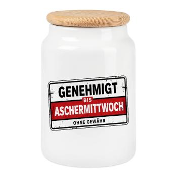 Satire approuvée jusqu’au mercredi des Cendres - Boîte à biscuits avec couvercle en bois - blanc - Devant