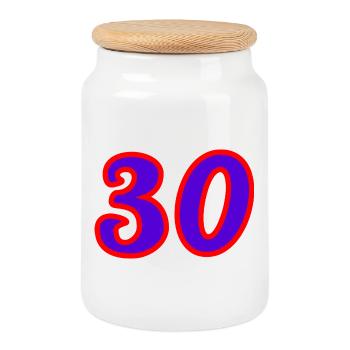 30. 30 ANS. 30e ANNIVERSAIRE. ANNIVERSAIRE 30 ANS. - Boîte à biscuits avec couvercle en bois - blanc - Devant