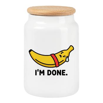 The Workout Burnout Banana - Cookie Jar with Wooden Lid - white - Front