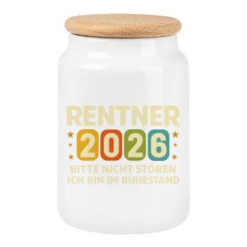Rentner 2026 Ruhestand Bitte Nicht Stören - Keksdose mit Holzdeckel - Weiß - Vorne