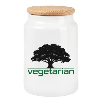 Vegetarian Oak – Natur & Beständigkeit Design - Keksdose mit Holzdeckel - Weiß - Vorne