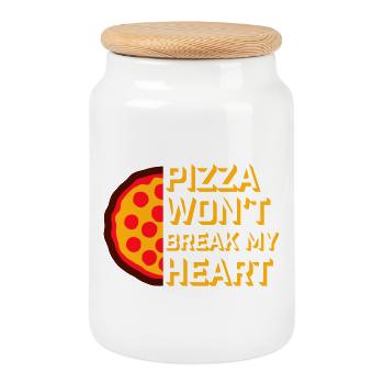Pizza Won't Break My Heart Essen Liebe Humor - Keksdose mit Holzdeckel - Weiß - Vorne