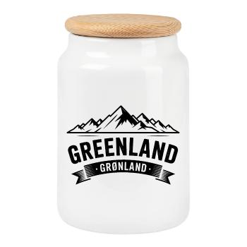 Grönland – Grönland / Grønland-Abzeichen - Keksdose mit Holzdeckel - Weiß - Vorne