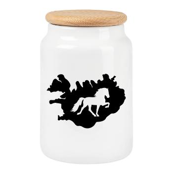 Île de Tölter - Boîte à biscuits avec couvercle en bois - blanc - Devant