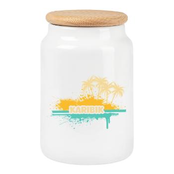 Vacation Caribbean - Cookie Jar with Wooden Lid - white - Front
