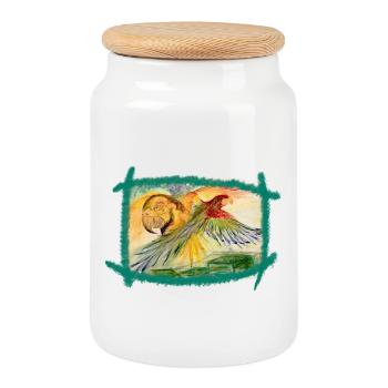 Aras au-dessus de la forêt tropicale - Boîte à biscuits avec couvercle en bois - blanc - Devant