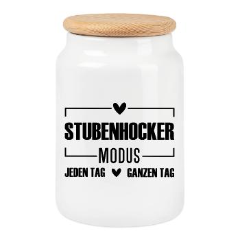 En mode canapé tous les jours, toute la journée - Boîte à biscuits avec couvercle en bois - blanc - Devant