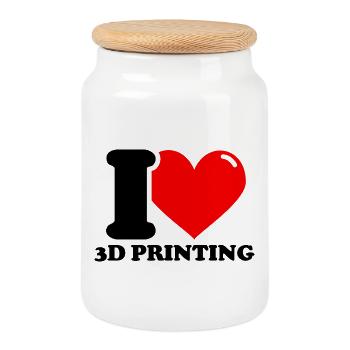 I love 3d printing - Keksdose mit Holzdeckel - Weiß - Vorne