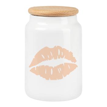  Lippen Silhouette  - Keksdose mit Holzdeckel - Weiß - Vorne