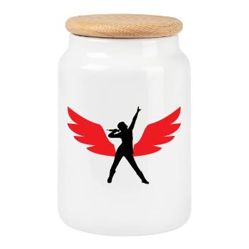 Top Best Stylish Singer  - Cookie Jar with Wooden Lid - white - Front