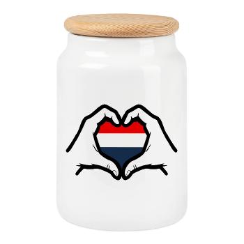 Holland English - Keksdose mit Holzdeckel - Weiß - Vorne