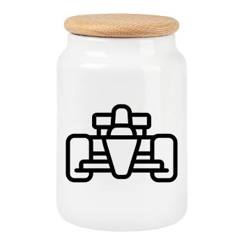 voiture de course - Boîte à biscuits avec couvercle en bois - blanc - Devant