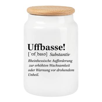 Mundart_Uffbasse - Cookie Jar with Wooden Lid - white - Front