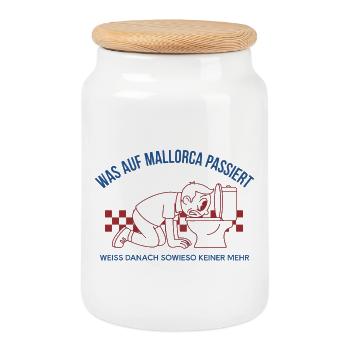Was auf Mallorca passiert weiß keiner WC Humor - Keksdose mit Holzdeckel - Weiß - Vorne