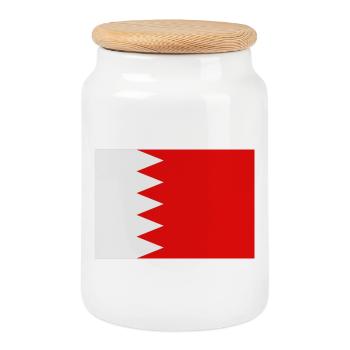 Drapeau de Bahreïn - Boîte à biscuits avec couvercle en bois - blanc - Devant