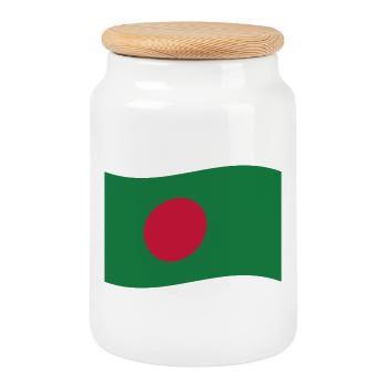 Bangladesh flag - Cookie Jar with Wooden Lid - white - Front