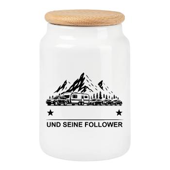 "Your name" and your followers - Caravan - Stau - Cookie Jar with Wooden Lid - white - Front