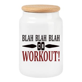 Blah Blah go workout - Cookie Jar with Wooden Lid - white - Front