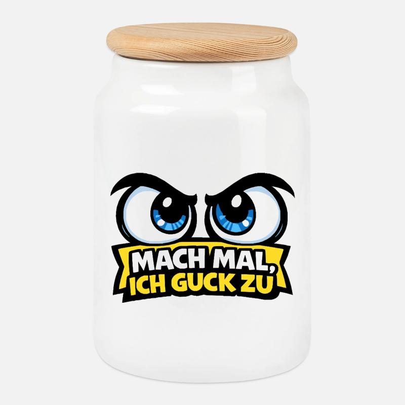 Mach mal, ich guck zu – Comic Augen - Keksdose mit Holzdeckel - Weiß