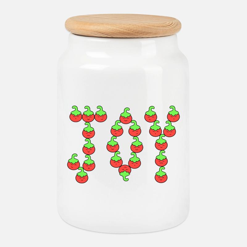 Tomatoes joy - Cookie Jar with Wooden Lid - white